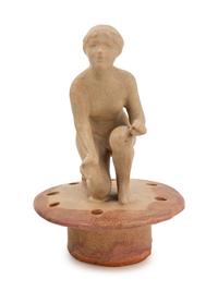 Low Bowl, c. 1922 together with an American art pottery figural flower frog