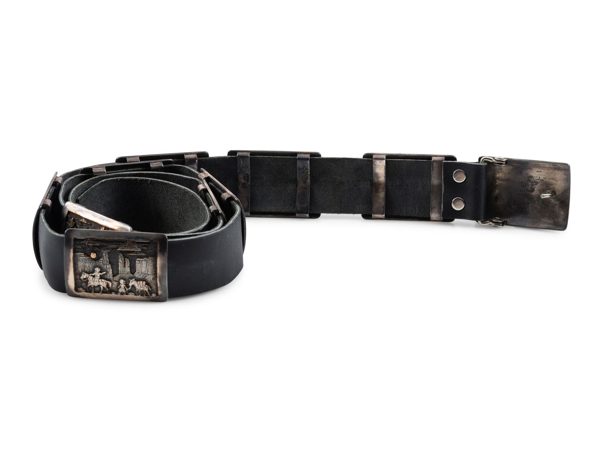 Navajo Sterling Silver Storyteller Concha Belt, with 14K Gold Accents