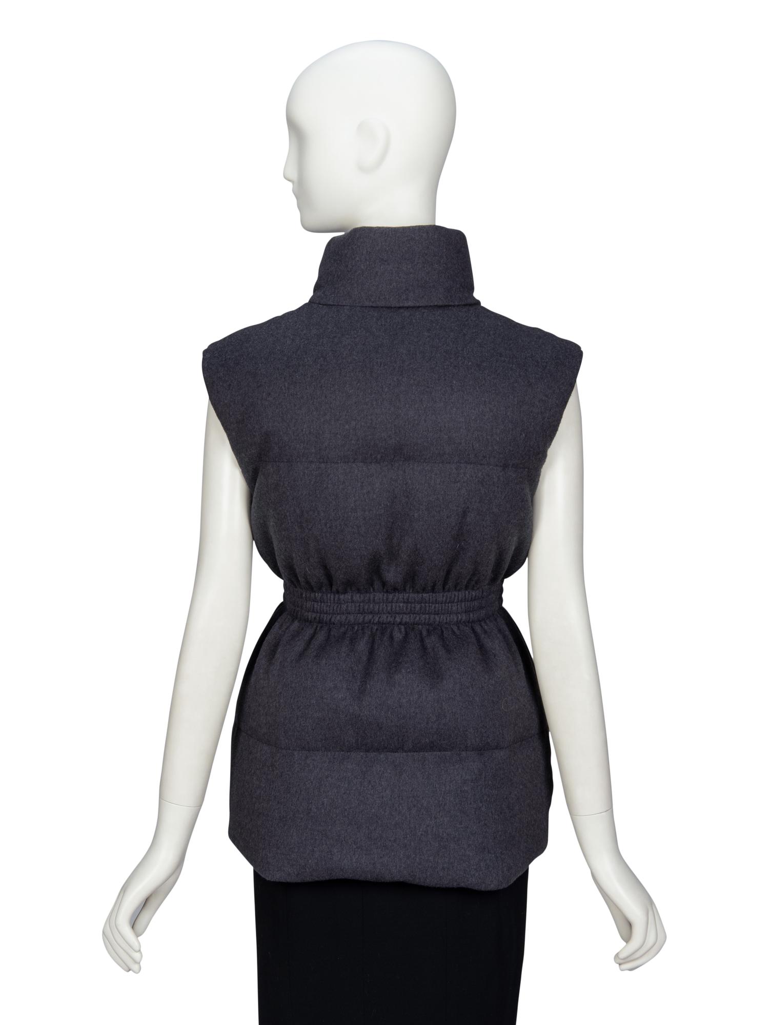PRADA, BELTED WOOL PUFFER VEST