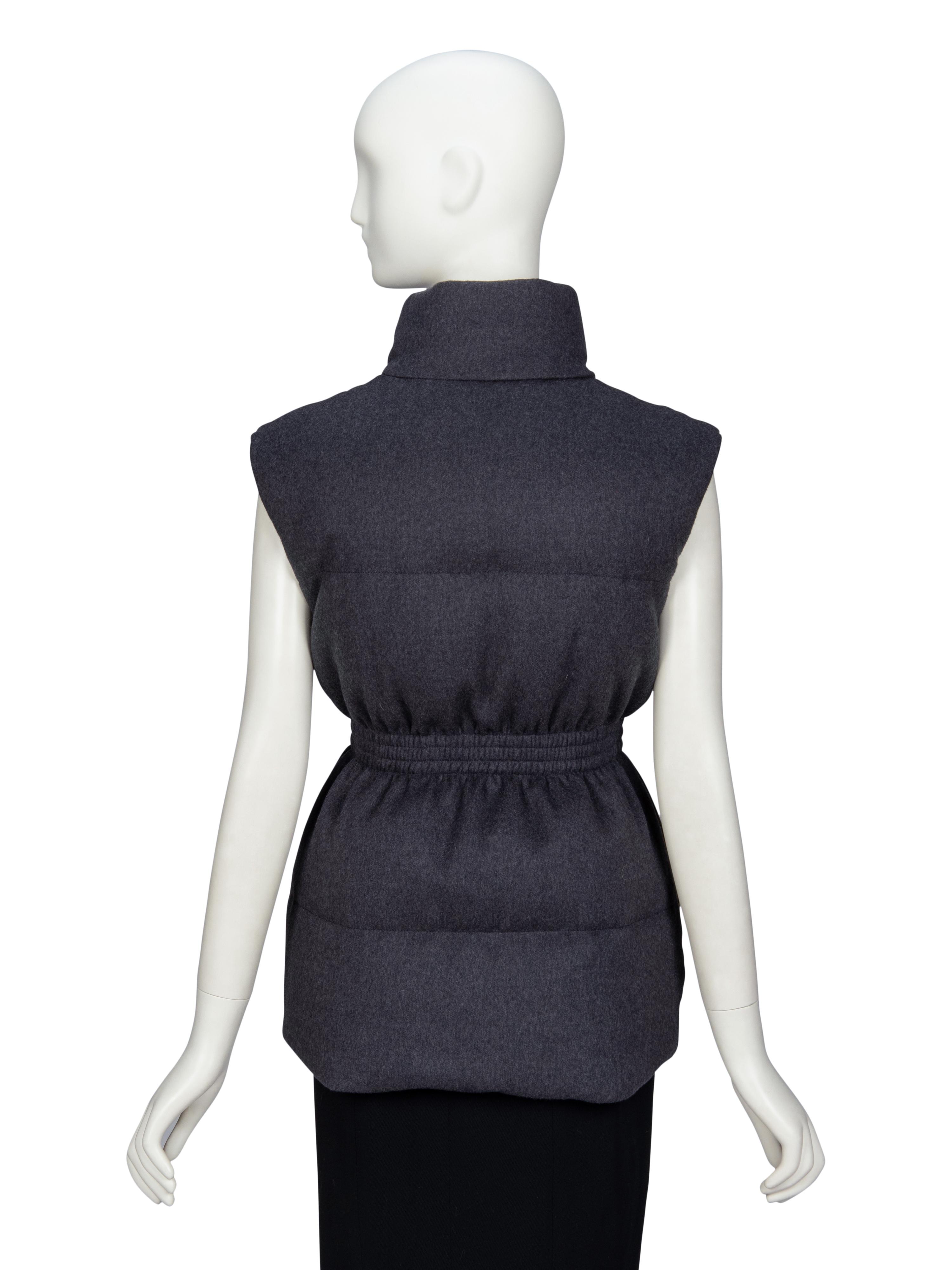 PRADA, BELTED WOOL PUFFER VEST