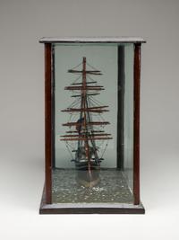 A Cased Painted Ship Diorama