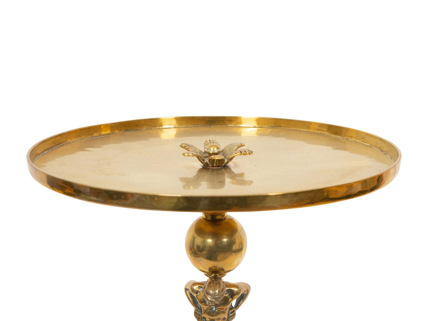 A French Brass Gong with Mallet Converted to a Side Table