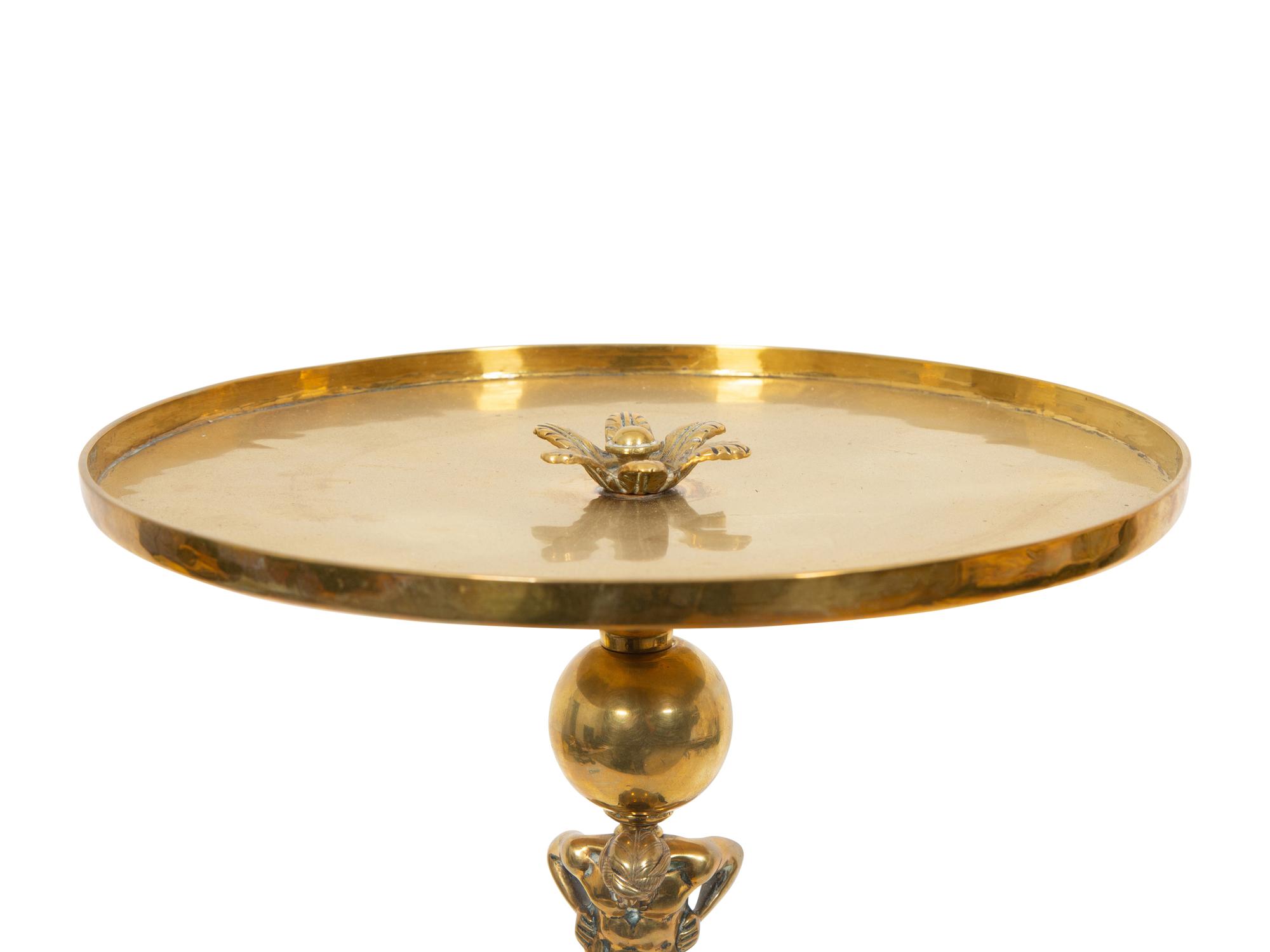 A French Brass Gong with Mallet Converted to a Side Table
