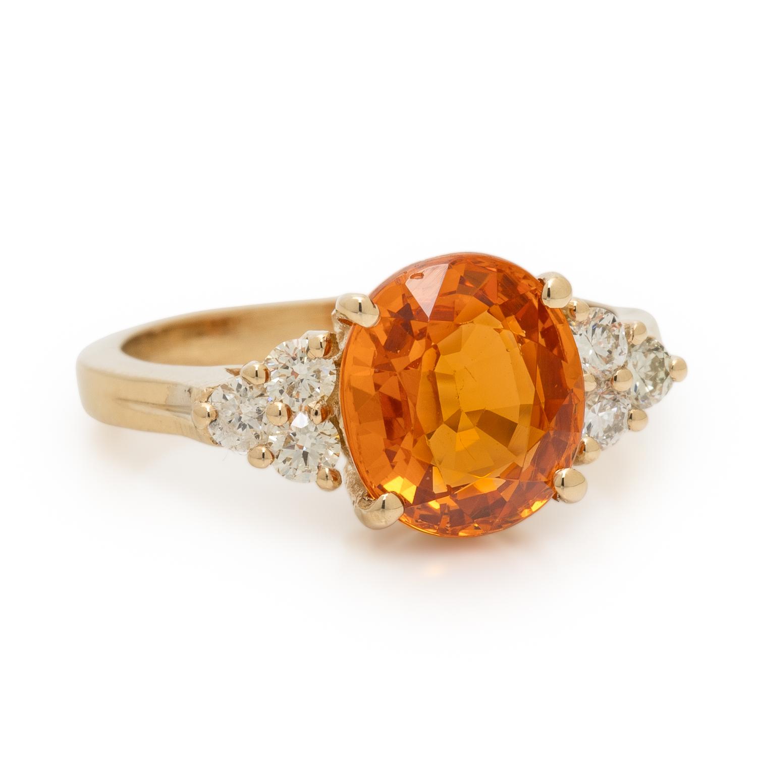 Spessartine Garnet, Diamond, and Yellow Gold Ring