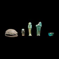 A Group of 5 Egyptian Stone and Faience Amulets