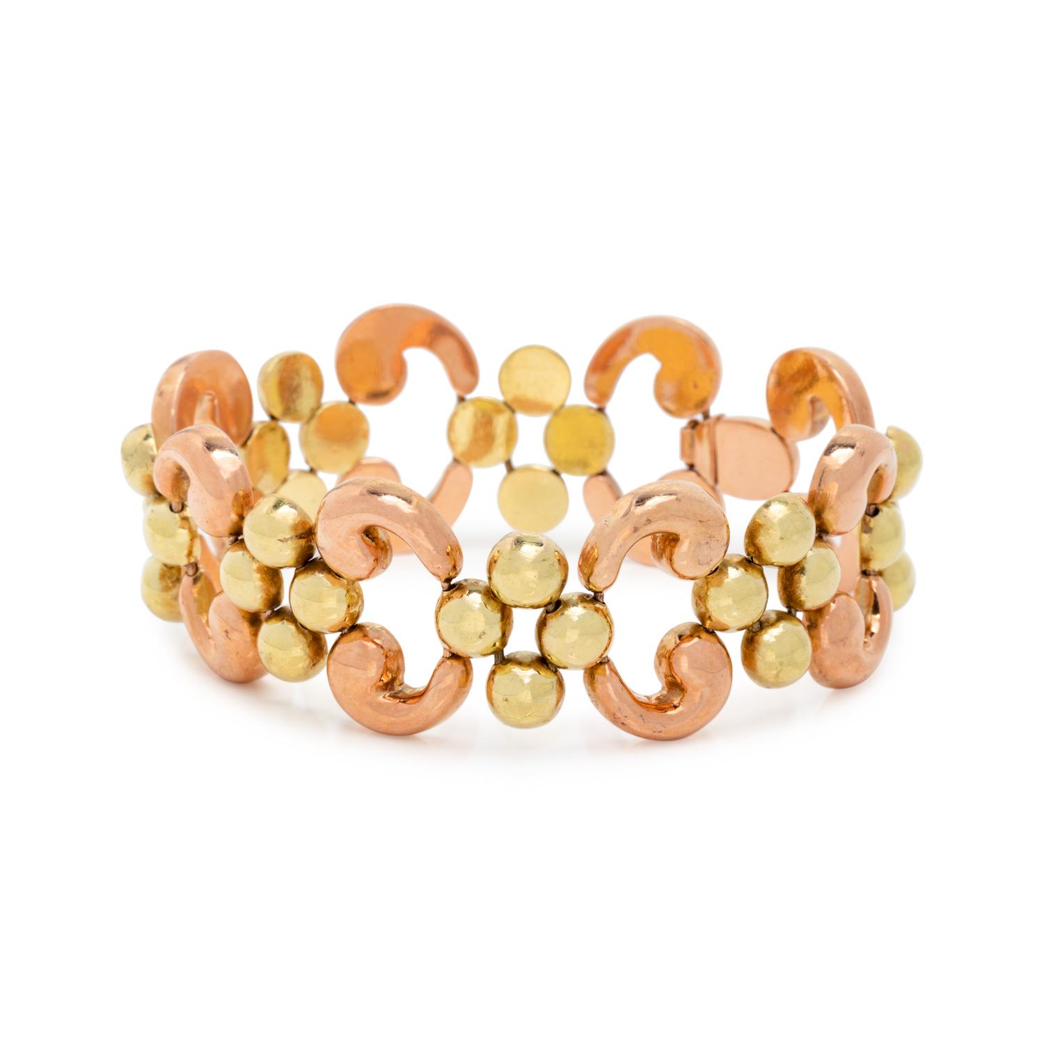 RETRO, BICOLOR GOLD BRACELET