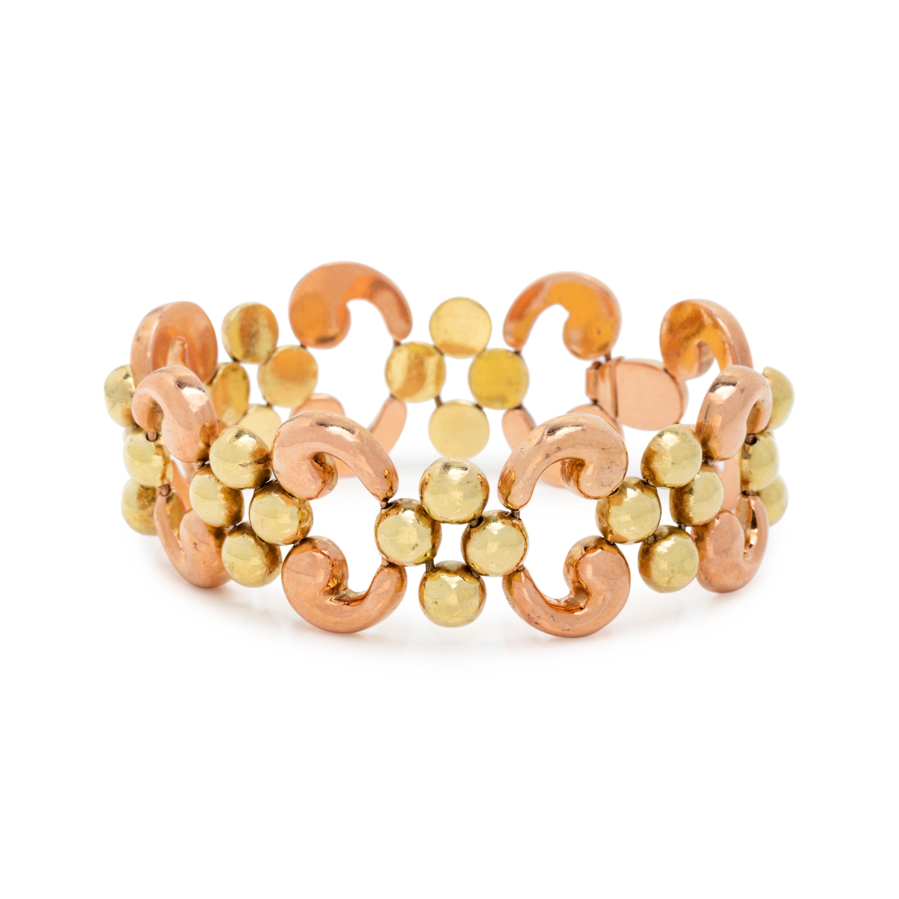 RETRO, BICOLOR GOLD BRACELET