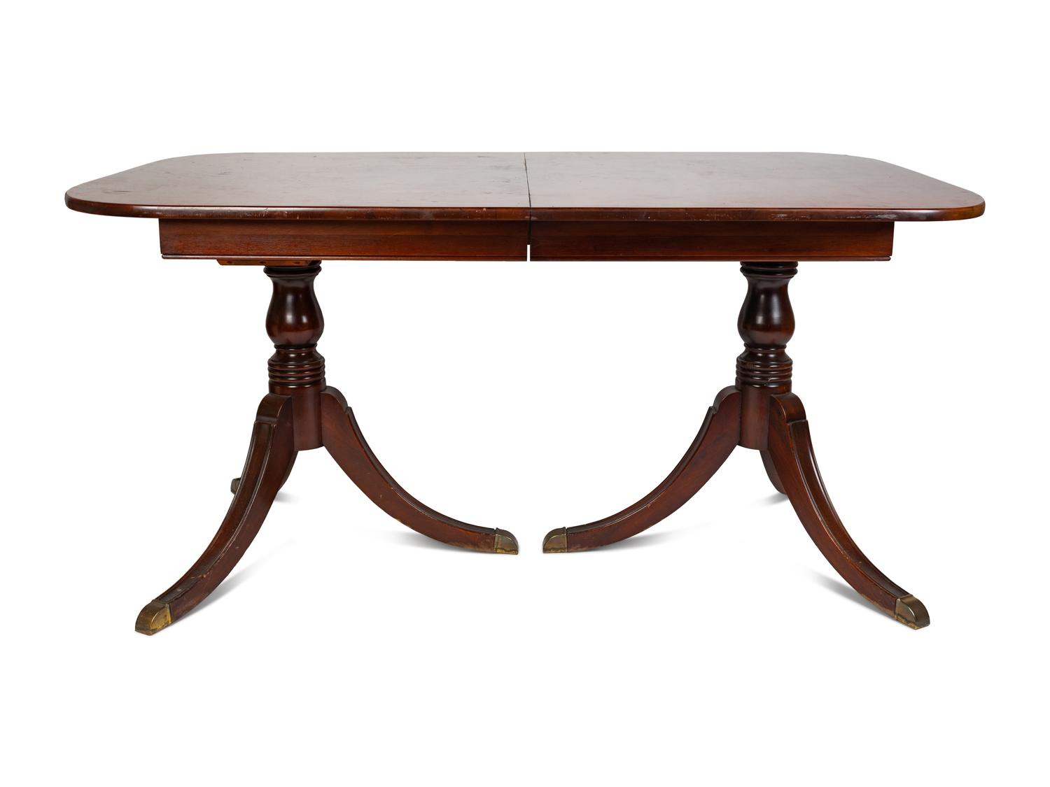 A Regency Style Mahogany Double-Pedestal Dining Table