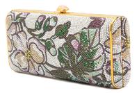 A Judith Leiber Crystal Floral Minaudiere, 7.5" x 4" x 1.5".