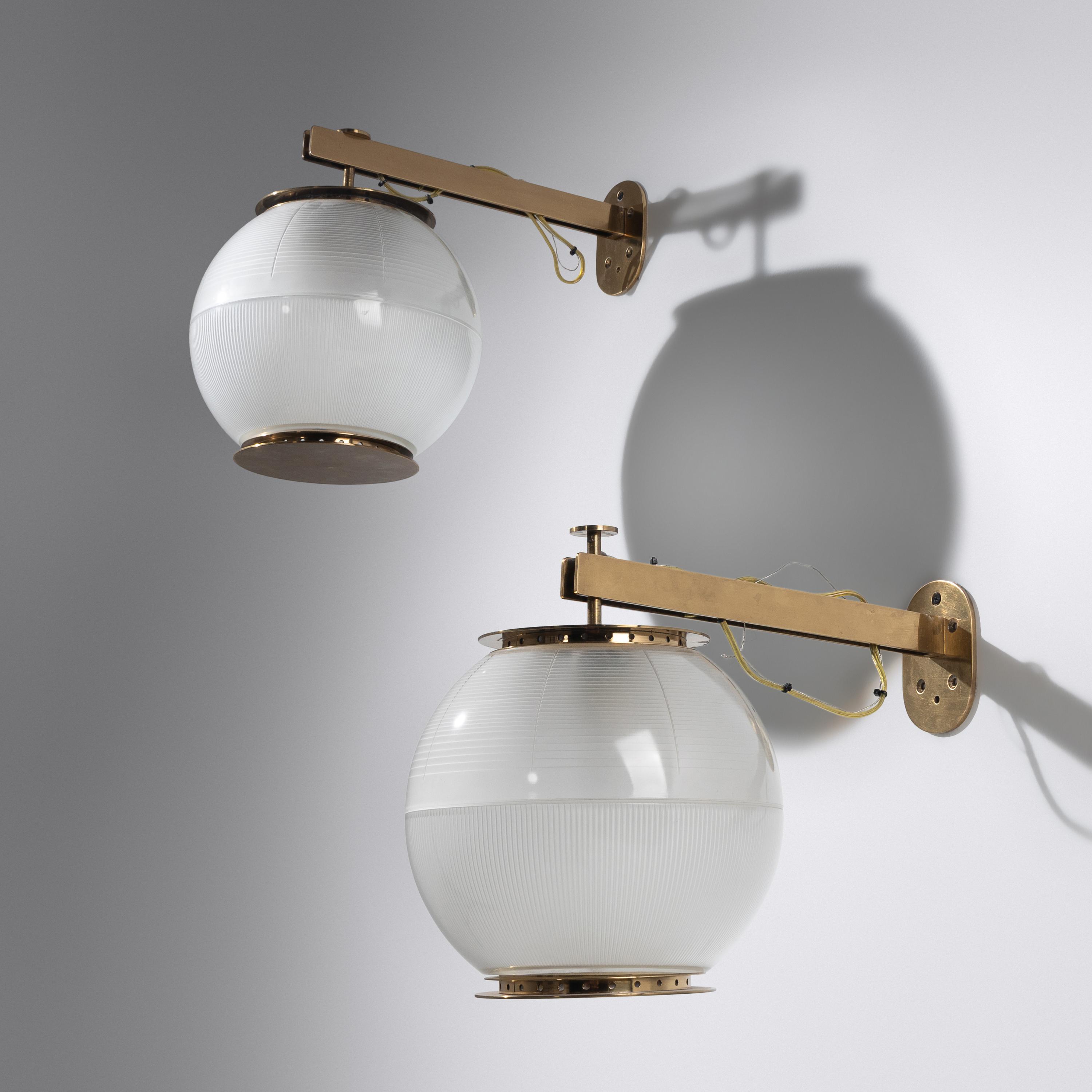 Ignazio Gardella (Italian, 1905–1999) — Pair of Brass Sconces, c. 1955 for Azucena
