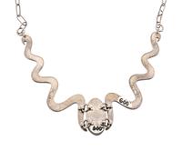 Turquoise and Silver Overlay Snake Necklace