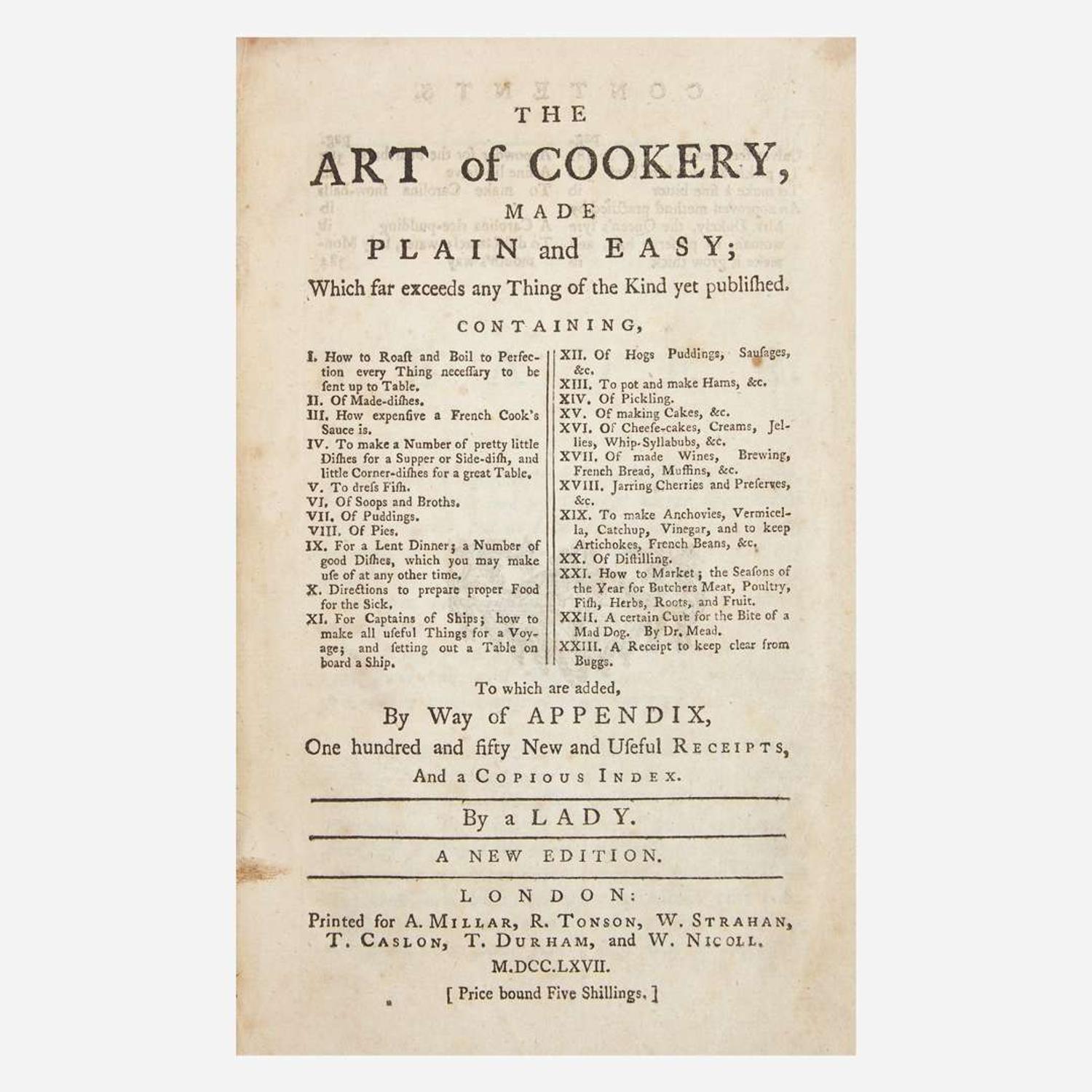 [Food & Drink] Group of 12 18th and 19th Century Titles on Cooking and Housekeeping