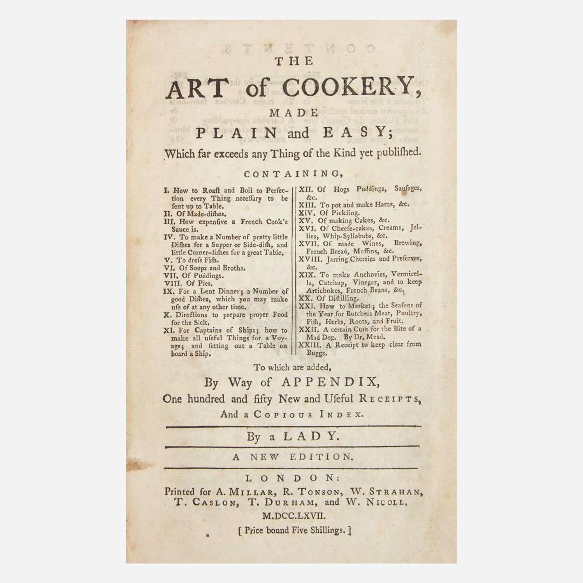 [Food & Drink] Group of 12 18th and 19th Century Titles on Cooking and Housekeeping