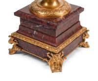 A Pair of Napoleon III Gilt Bronze and Rouge Griotte Marble Ten-Light Candelabra