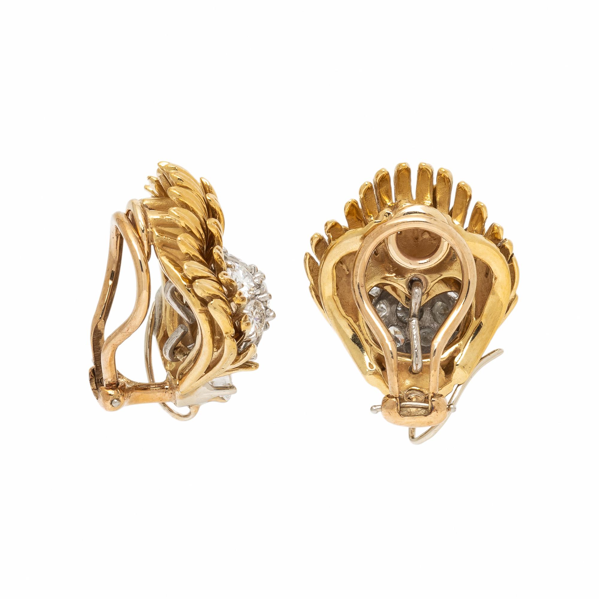 Diamond and Yellow Gold Earrings