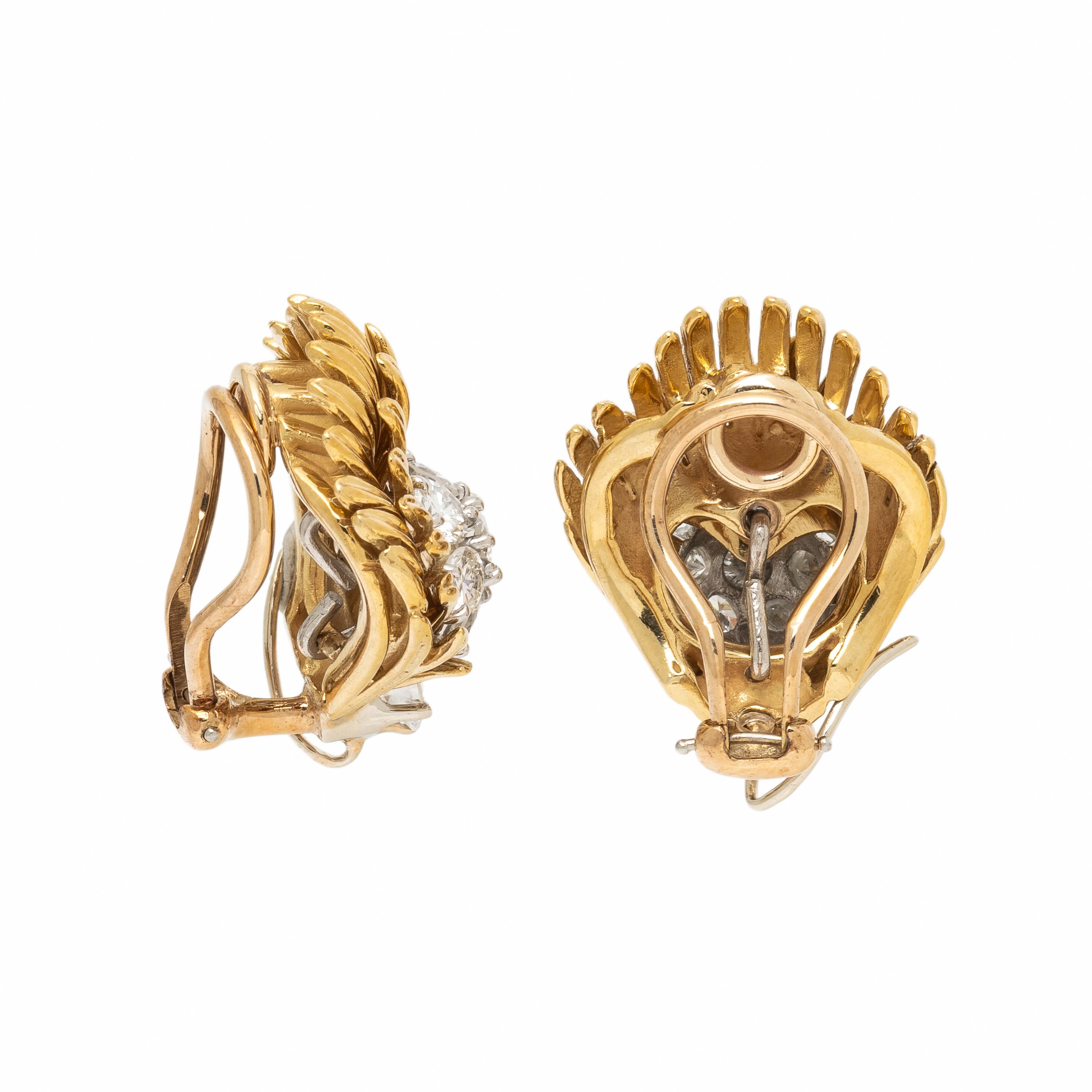 Diamond and Yellow Gold Earrings