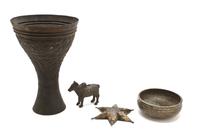 Four Middle Eastern Bronze Vessels, Height of tallest 11 1/2 inches.