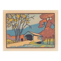 Charles H. Richert (American, 1880-1974) — Cape Cod Windmill and Covered Bridge (two works)