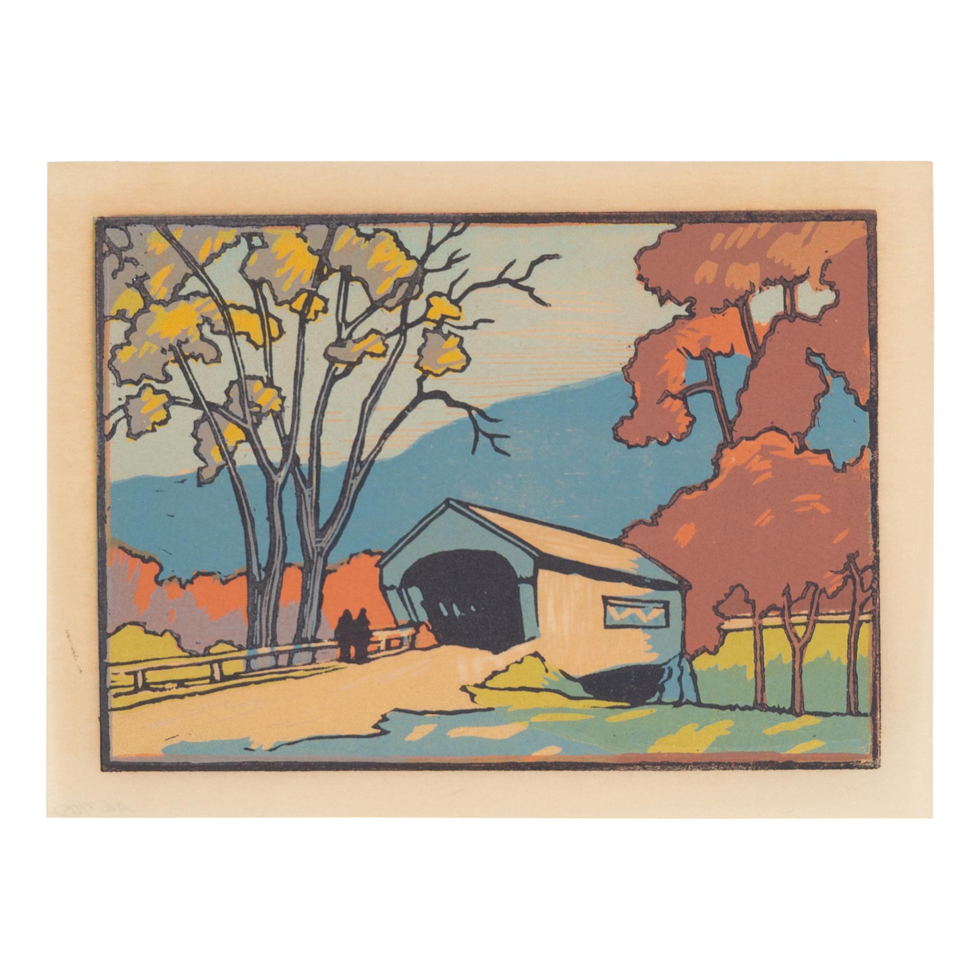 Charles H. Richert (American, 1880-1974) — Cape Cod Windmill and Covered Bridge (two works)