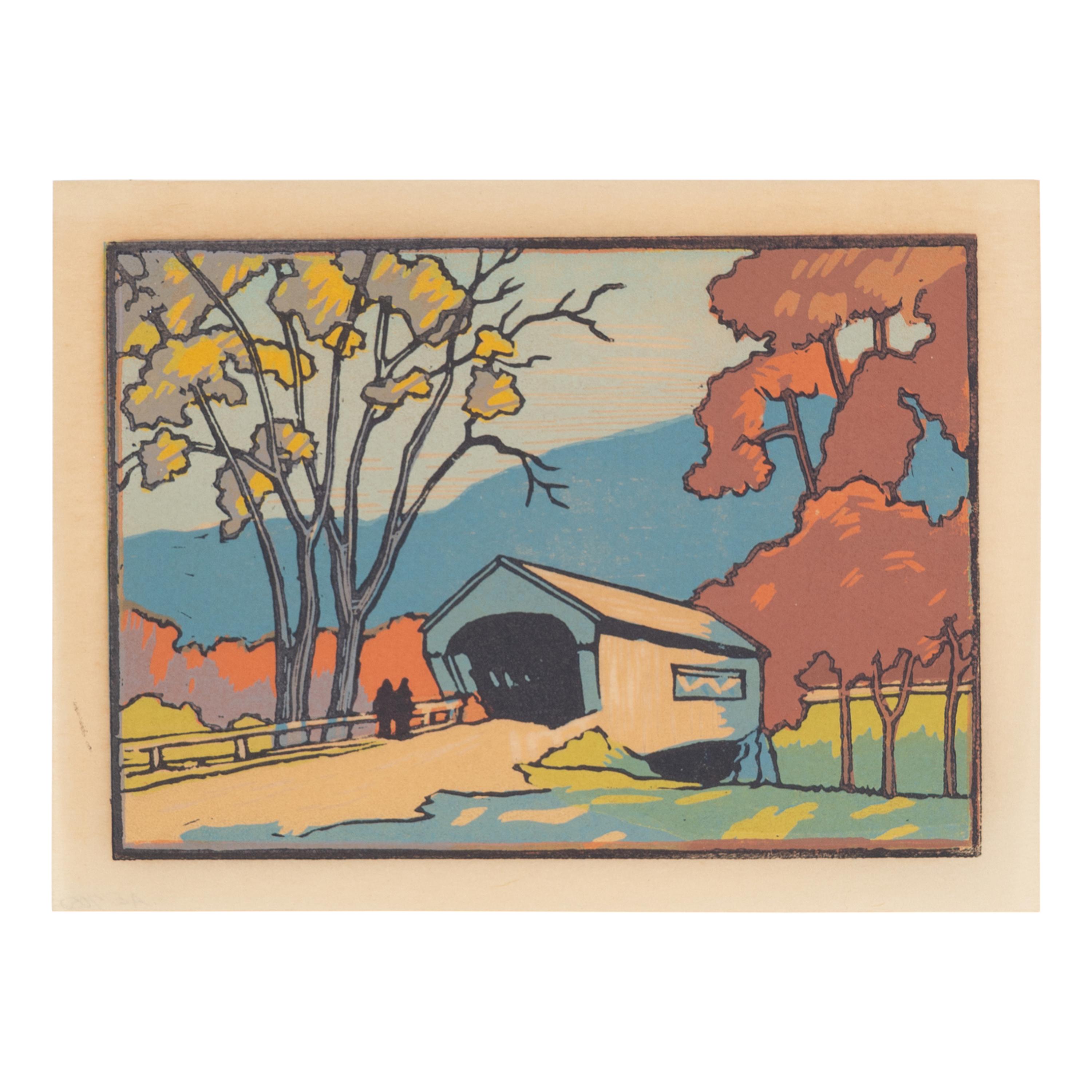 Charles H. Richert (American, 1880-1974) — Cape Cod Windmill and Covered Bridge (two works)