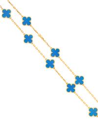 VAN CLEEF AND ARPELS, YELLOW GOLD AND BLUE AGATE 'VINTAGE ALHAMBRA' NECKLACE