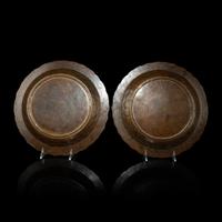A Pair of Japanese Silver Inlaid Lacquered Chargers, 19th Century