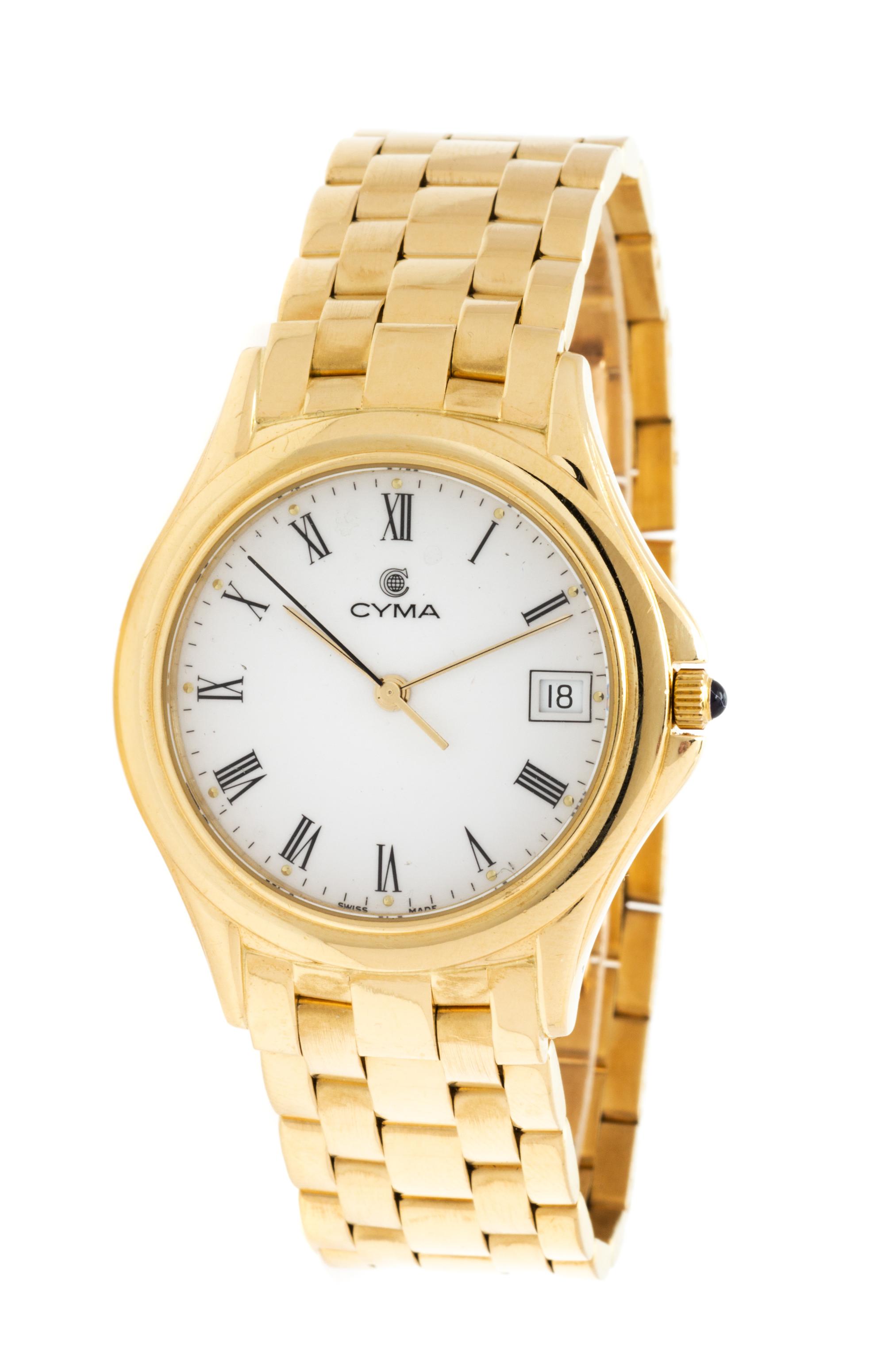 An 18 Karat Yellow Gold Wristwatch, CYMA, 67.60 dwts.