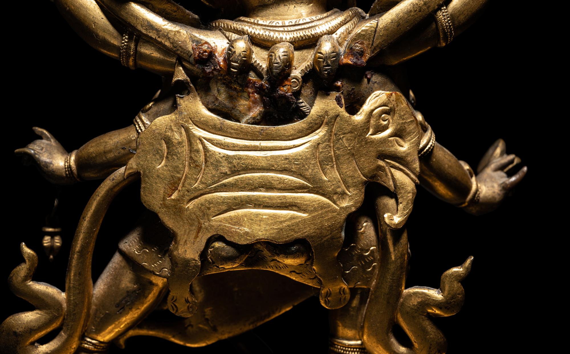 A Sino-Tibetan Gilt Bronze Figure of Mahakala
