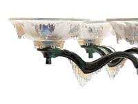 A French Frosted Glass and Patinated Metal "Icicle" Chandelier in the Manner of Ezan