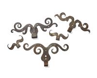 A Group of Five Moravian-Type Wrought Iron Ram's Horn Hinges, Pennsylvania, 18th Century