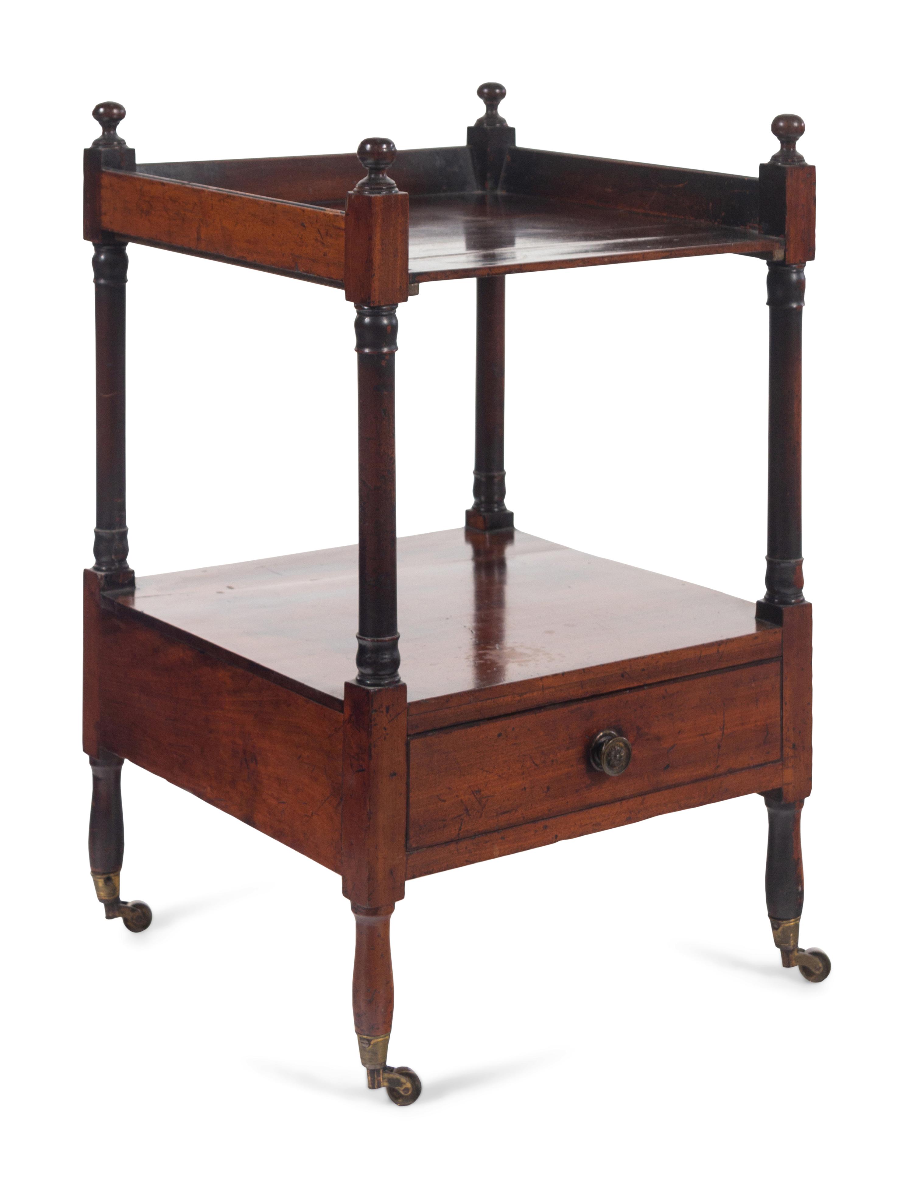 A Near Pair of Regency Style Mahogany End Tables