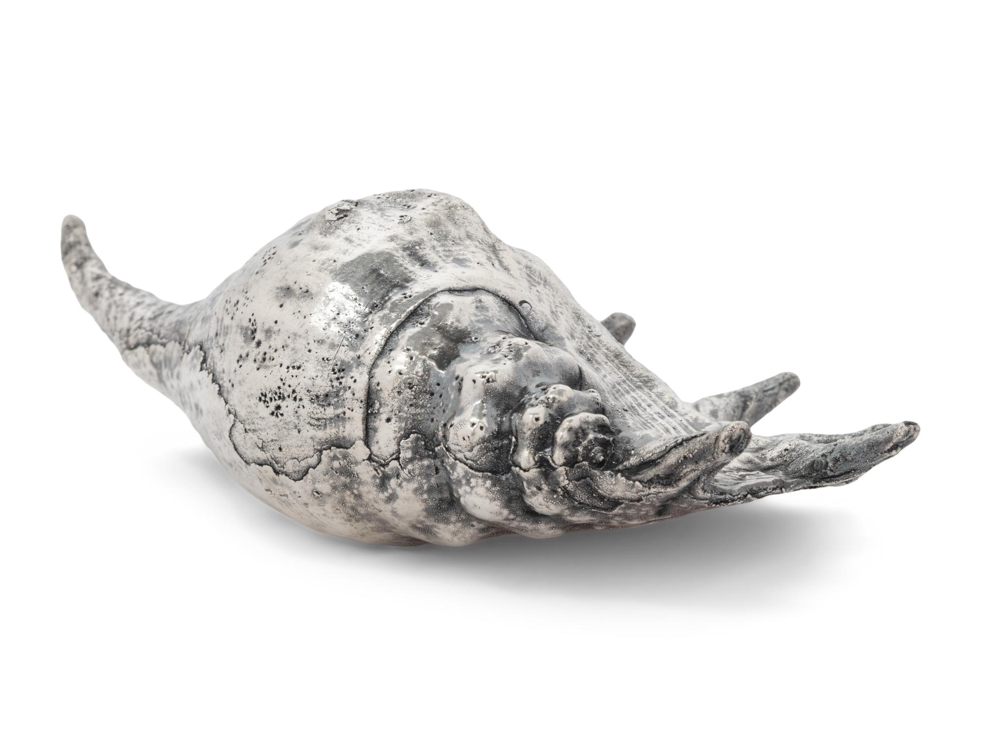 A Federico Buccellati Silver-Plate Mounted Conch Shell
