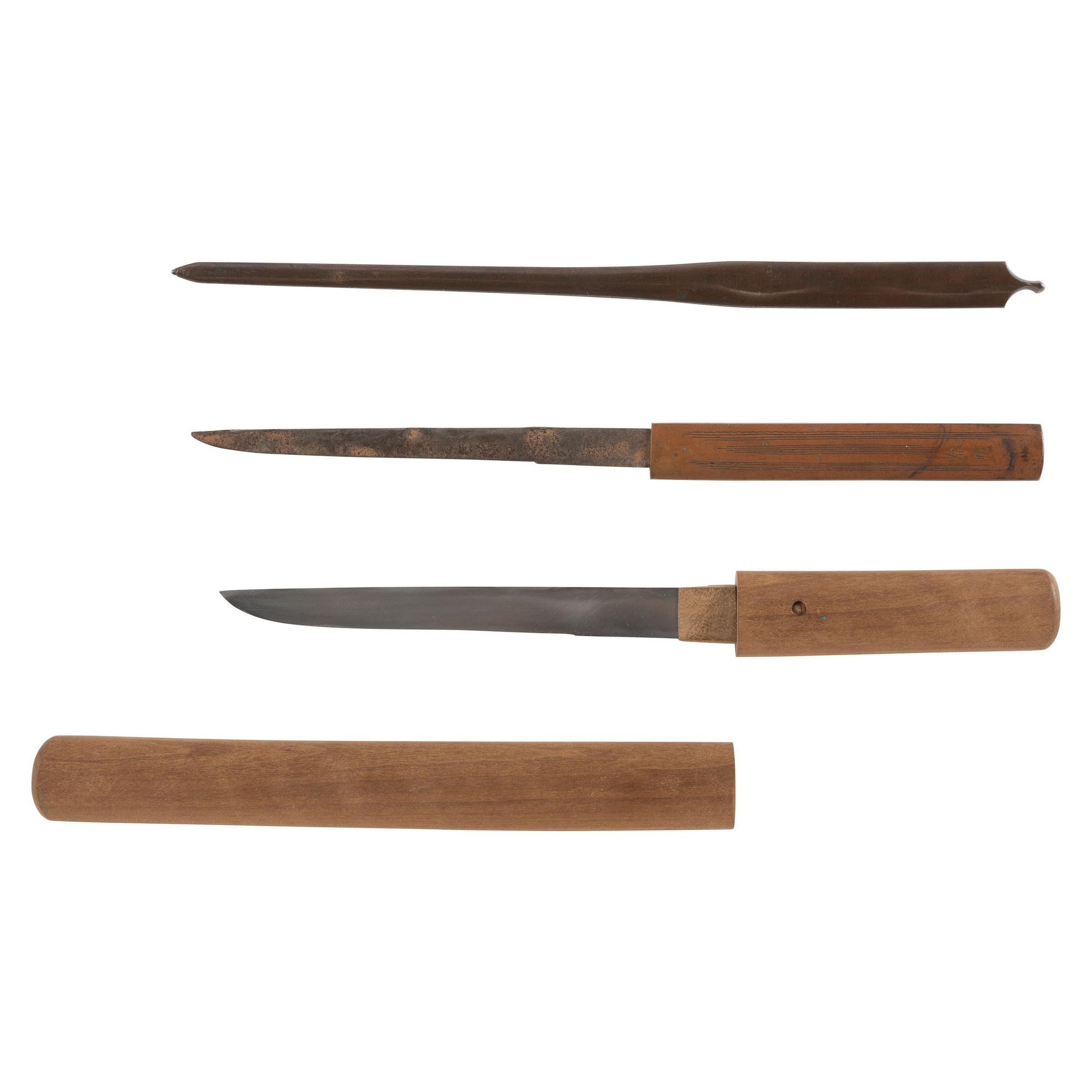 Lot of Two Signed Japanese Kozukas and a Kogai