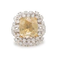 Yellow Sapphire and Diamond Ring
