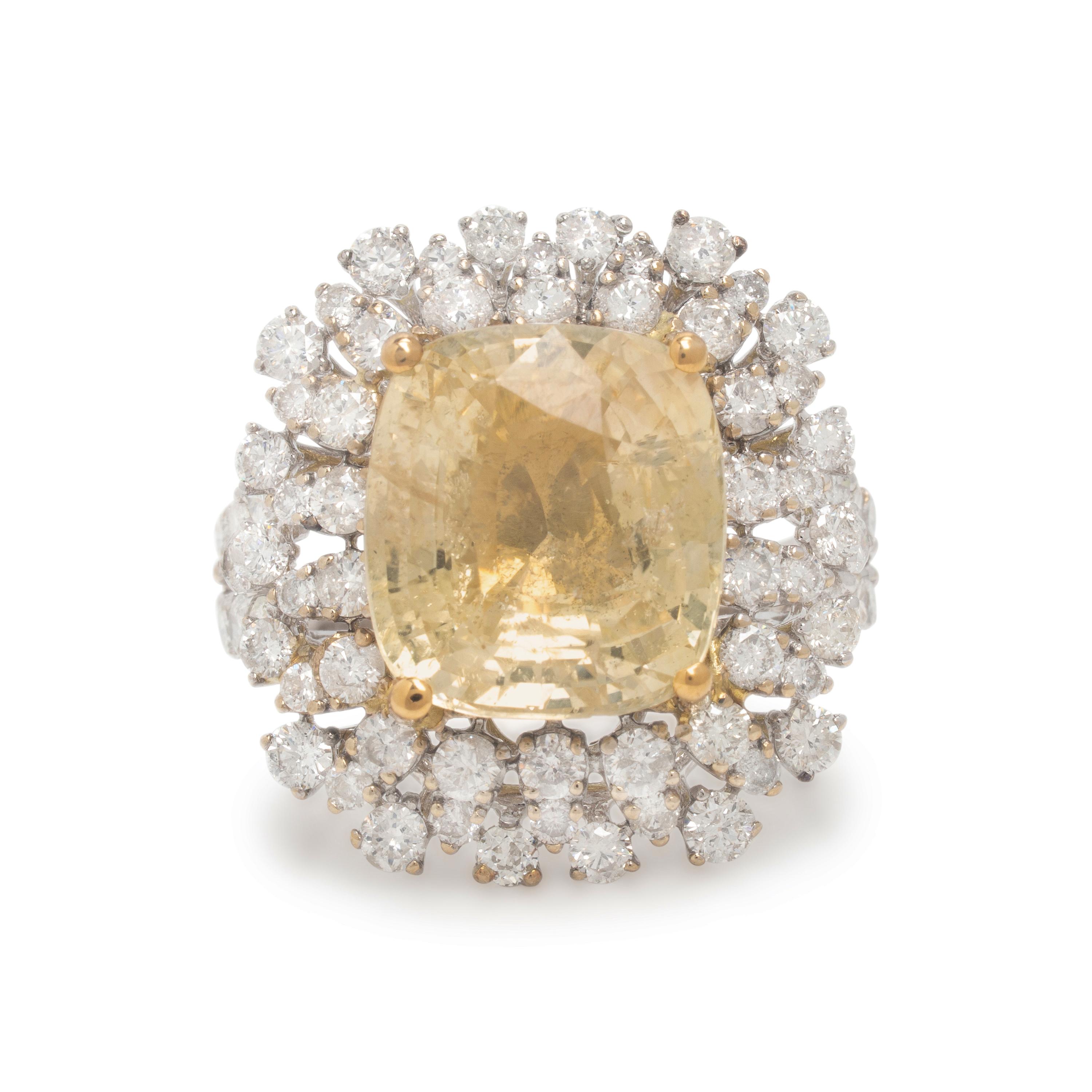 Yellow Sapphire and Diamond Ring
