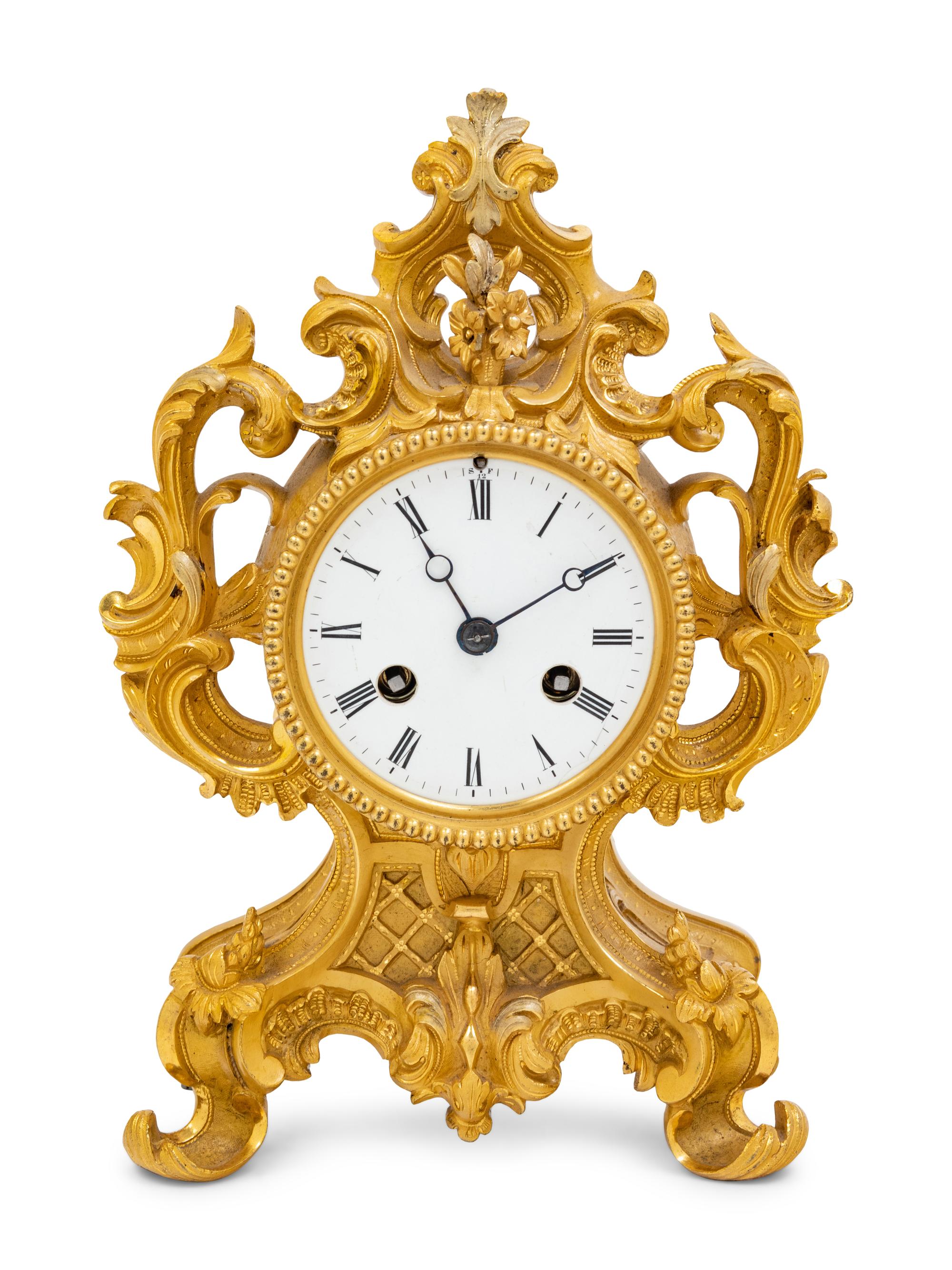 A French Gilt Bronze Mantel Clock by Jean-Baptiste Delettrez (1816-1887)