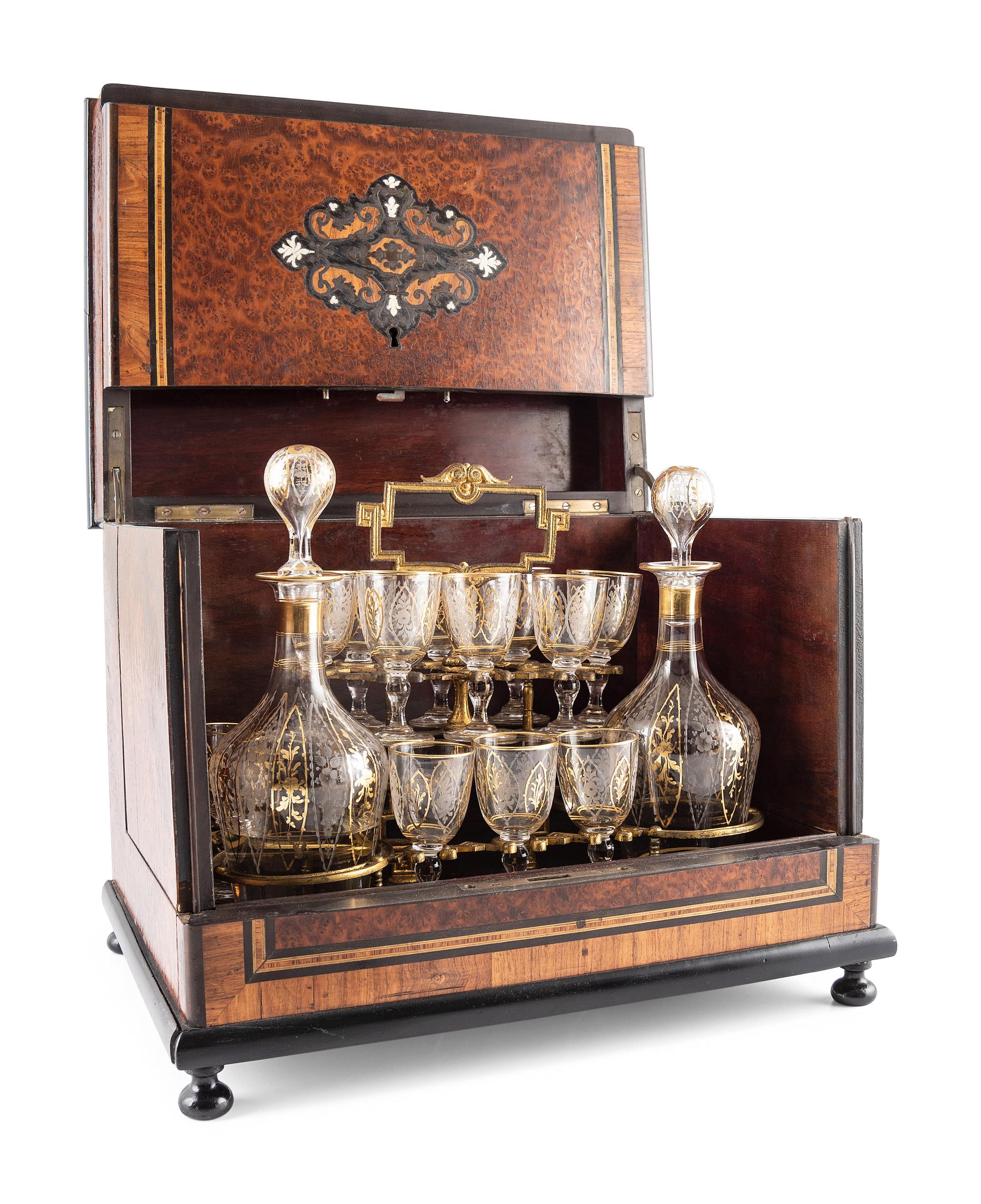 A Burlwood Inlaid Tantalus