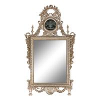 An Italian Silvered Wood and Etched Glass Mirror