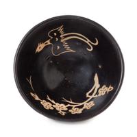A White Slip Decorated Black Glazed Stoneware Bowl