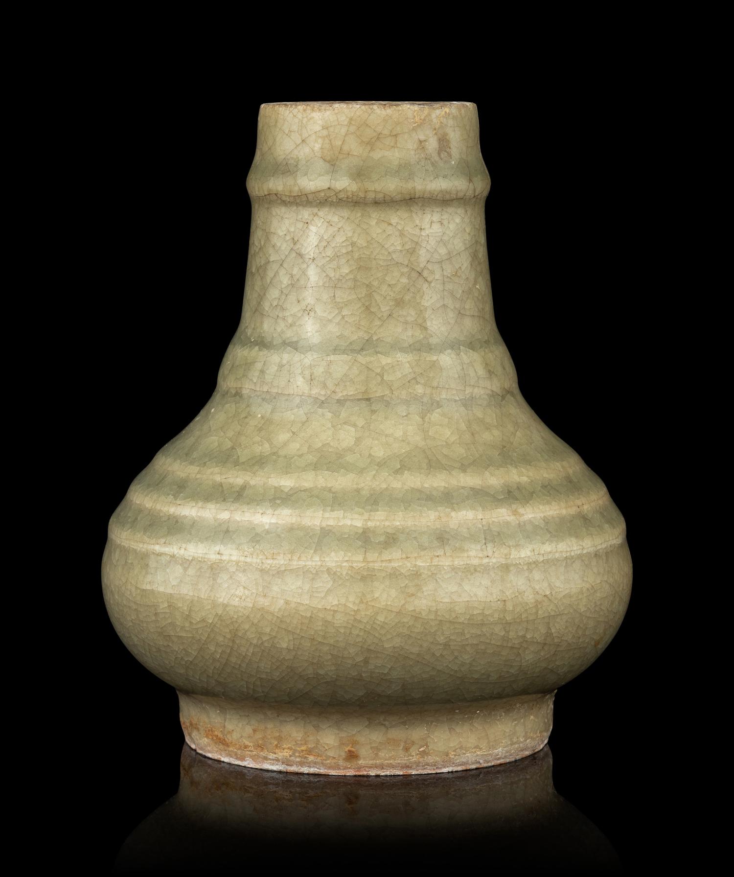 A Longquan- Style Celadon Glazed Porcelain Vase