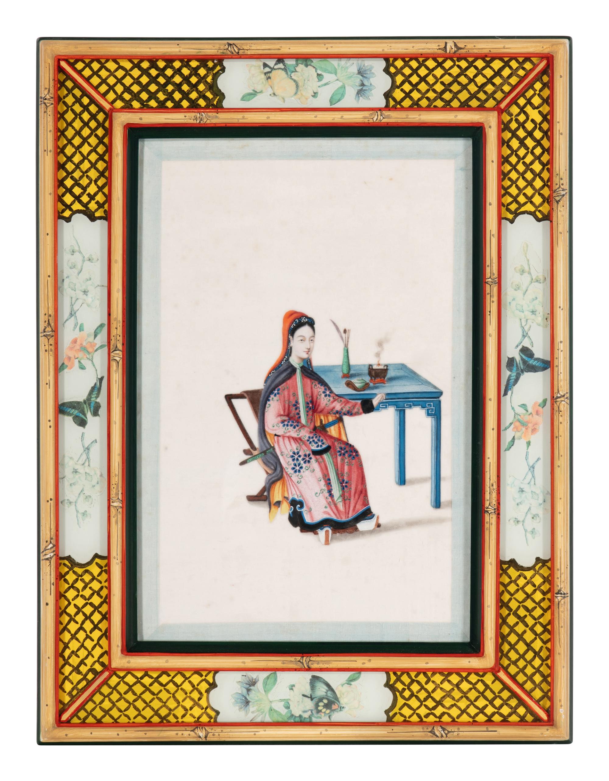 A Set of 12 Chinese Export Pith Paintings, Late 19th/Early 20th Century 清晚期 通草畫人物圖鏡框12幅