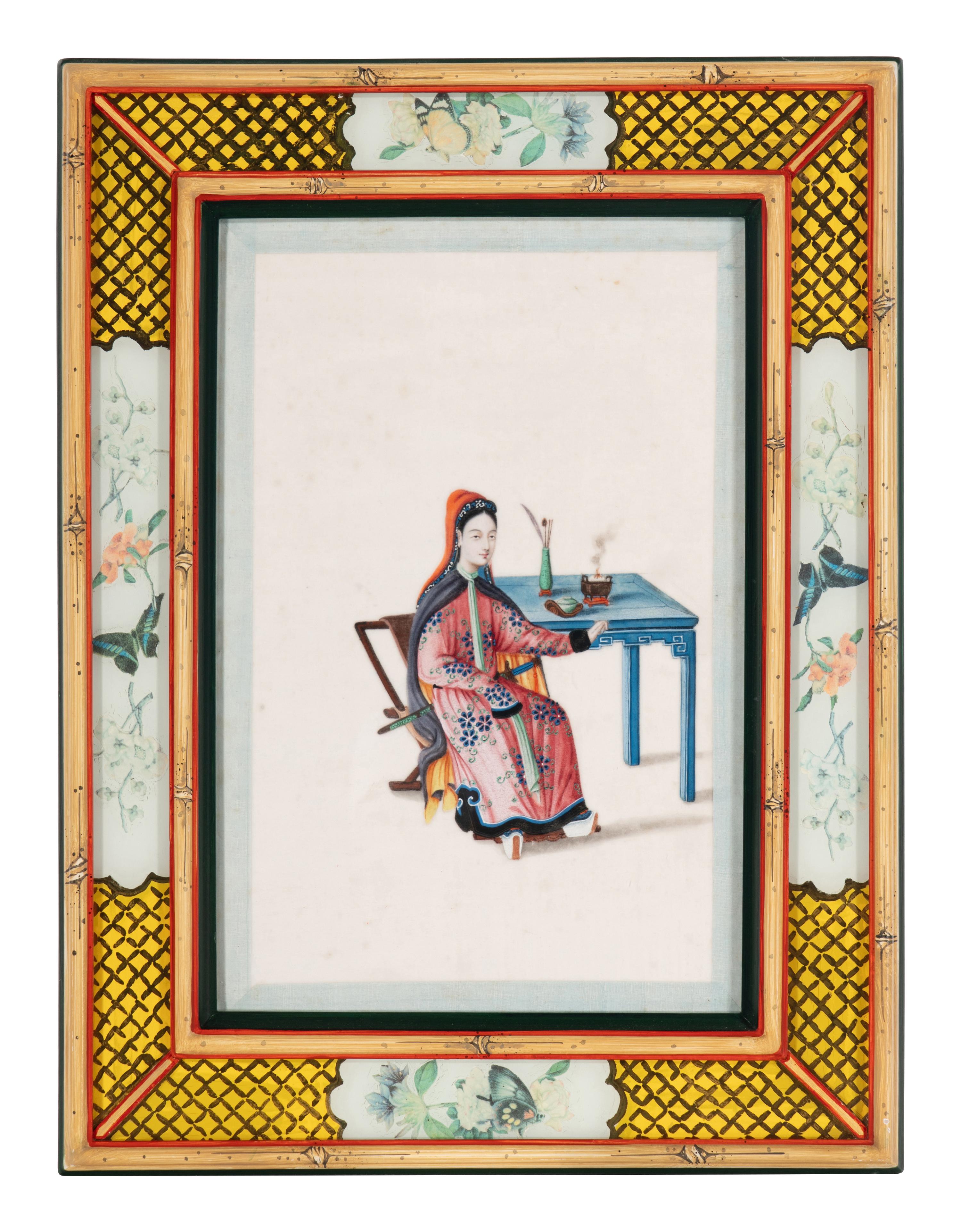 A Set of 12 Chinese Export Pith Paintings, Late 19th/Early 20th Century 清晚期 通草畫人物圖鏡框12幅