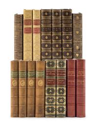 [BINDINGS] -- [HISTORY & LITERATURE]. A group of 7 works, most in full or half leather bindings, including works related to history and literature, comprising: