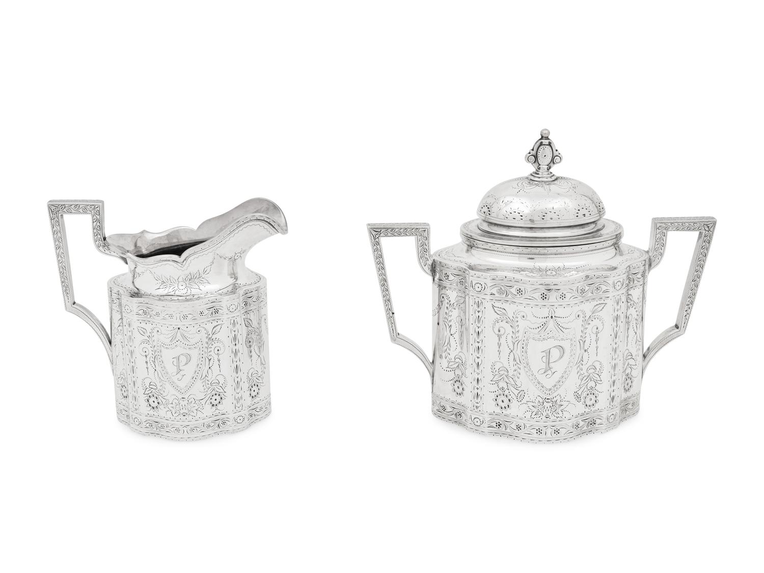 An American Silver Creamer and Sugar Set