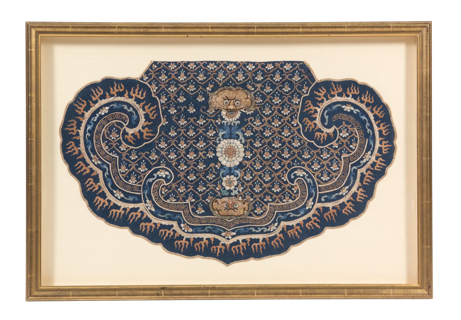A Group of Four Gilt Framed Chinese Embroidered Panels Largest framed size 35 x 25 1/2 inches. — 19TH CENTURY