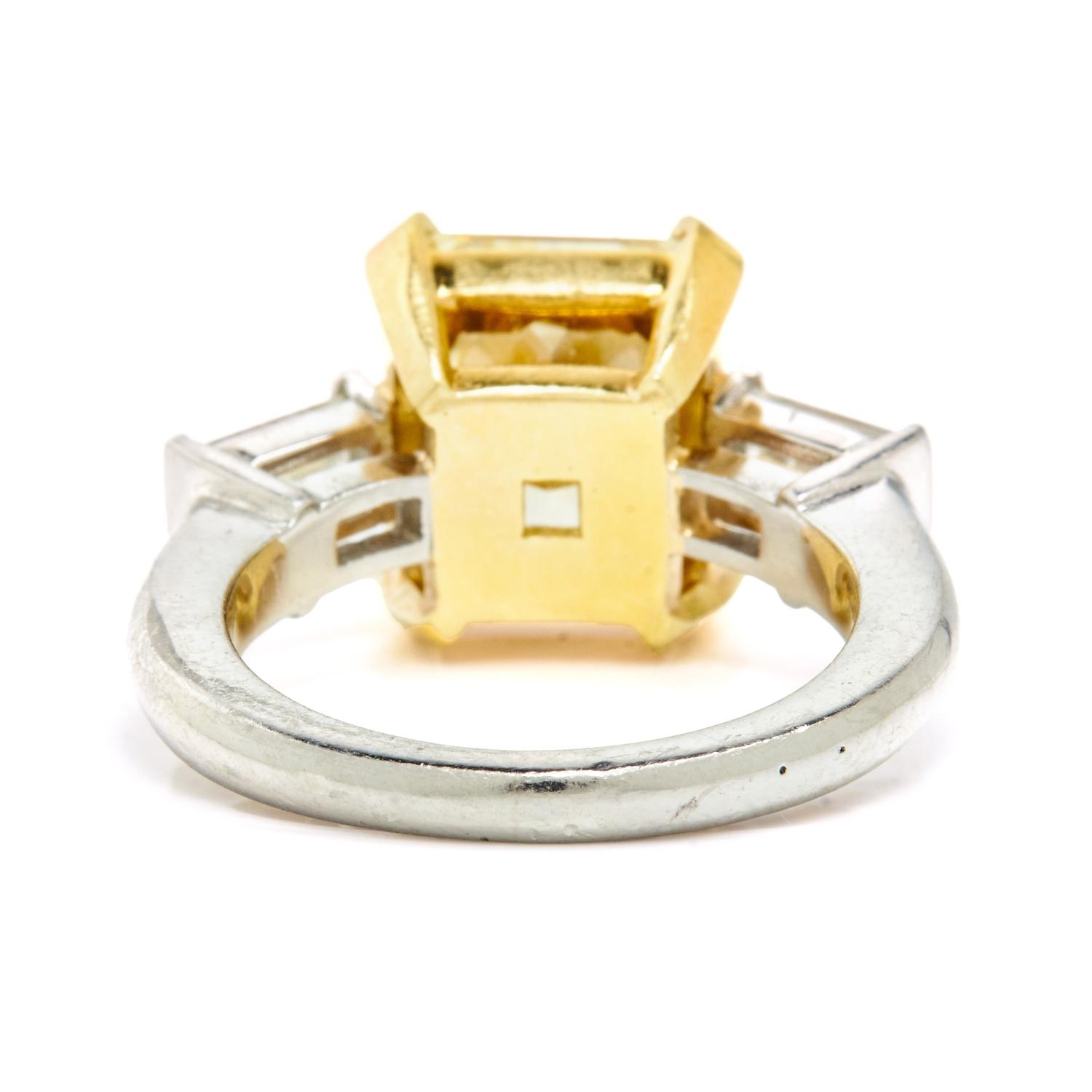 FANCY YELLOW DIAMOND AND DIAMOND RING