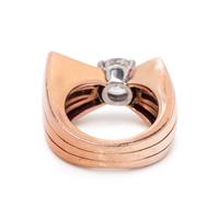 RETRO, DIAMOND AND SYNTHETIC RUBY RING