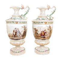 A Pair of Berlin (K.P.M.) Porcelain Ewers Height 21 3/4 inches. — 19TH CENTURY