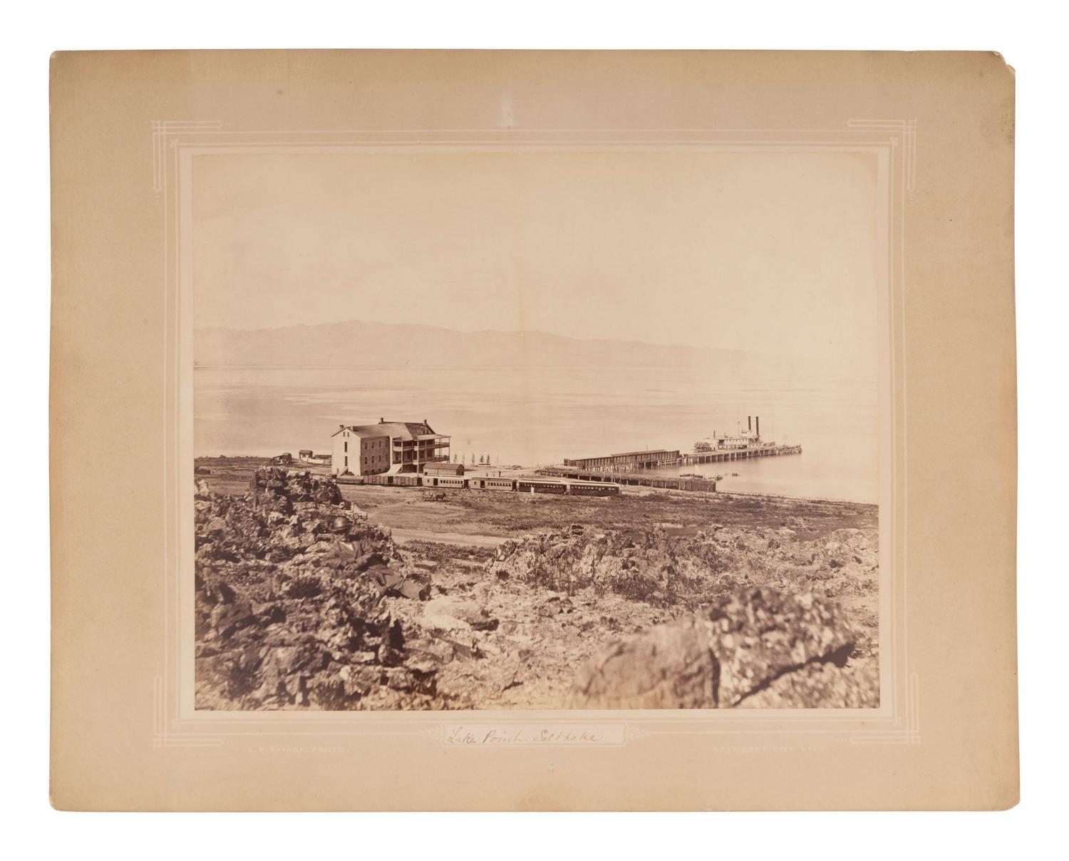 [TRANSPORTATION]. SAVAGE, Charles Roscoe (1832-1909), photographer. Lake Point, Salt Lake. Salt Lake City, UT: C.R. Savage, n.d.