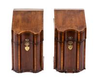 A Pair of George II Mahogany Knife Boxes Height 16 1/2 x width 9 x depth 12 1/4 inches. — 18TH CENTURY